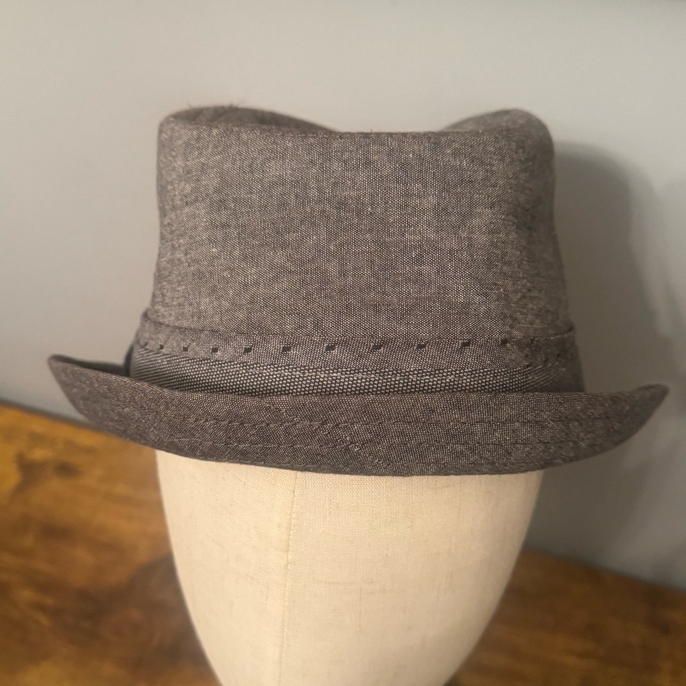 Paulo Solari Gray Fedora Trilby Hat Short Brim Mens L/XL Satin Lined